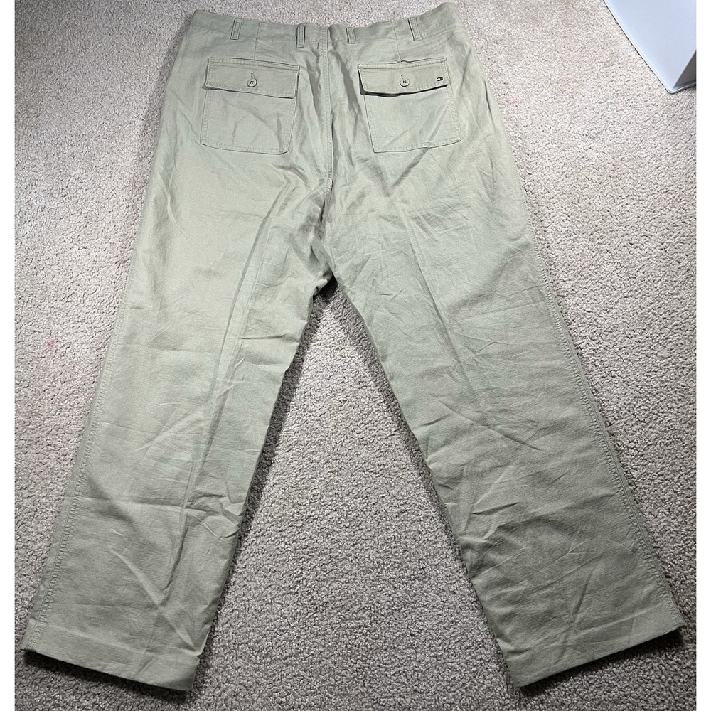 VTG Tommy Hilfiger Linen & Cotton Blend Pants Mens 38x32 Breathable Pleated Y2K - Picture 8 of 12